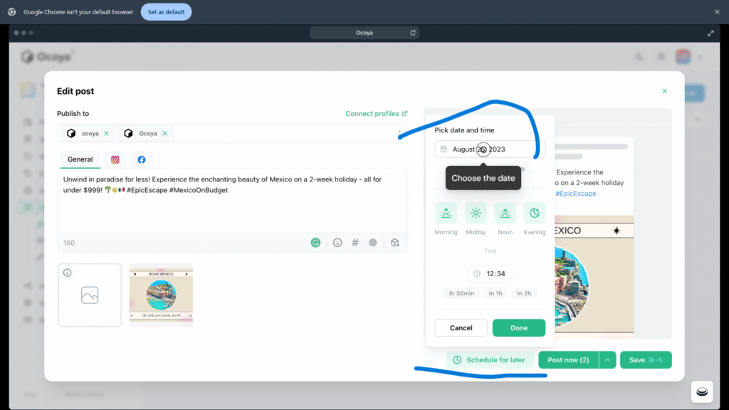 Visual showing scheduled posts for multiple platforms