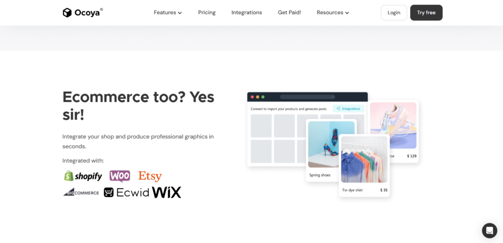 Ocoya Review (2025) Screenshot of Ocoya's Shopify integration screen or product import interface