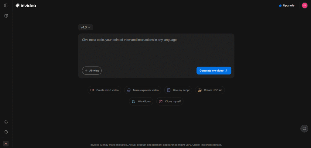 invideo Dashbord Invideo Ai Review 2025